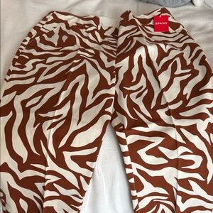 Spanx Women's Brown and White Zebra Print Pants Sz XL